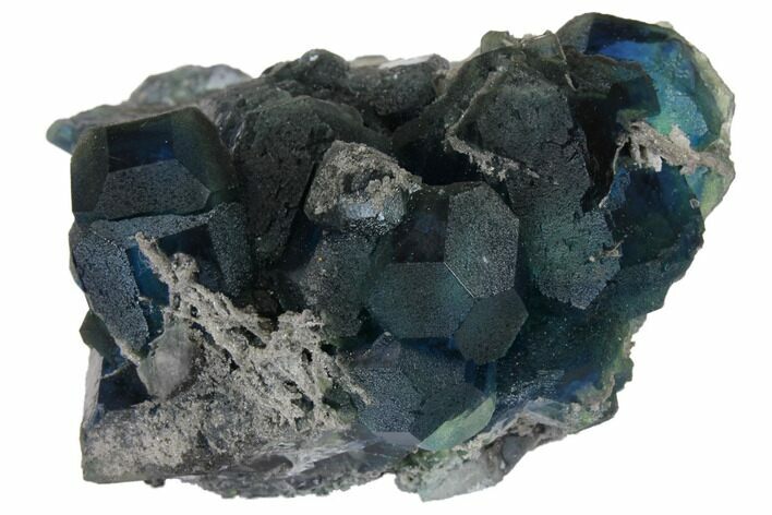 Blue-Green Fluorite on Sparkling Quartz - China #128567